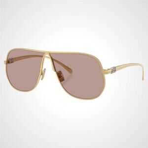 New MIU MIU Sunglasses Gold Violet Solid Lens Metal Pilot Aviator